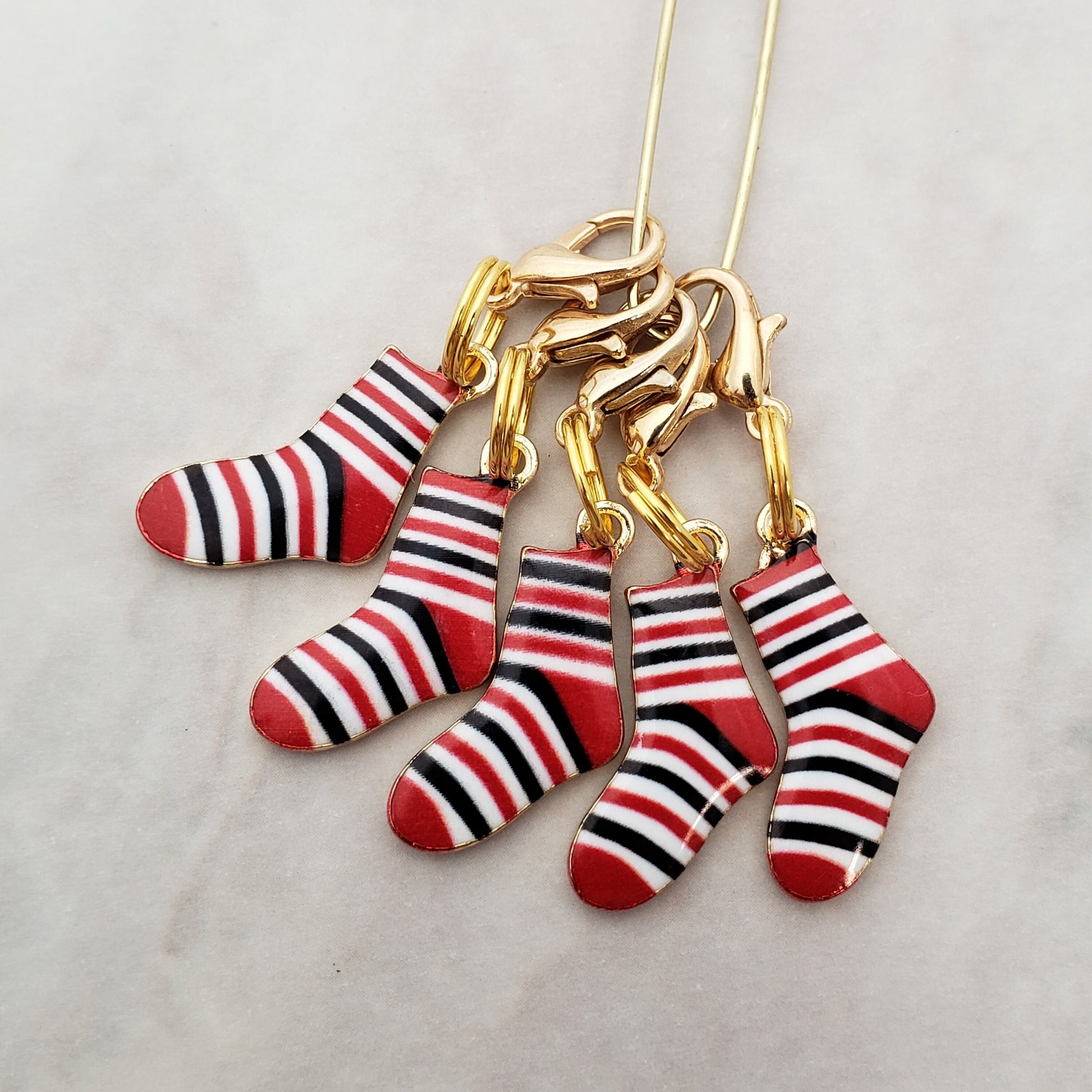 Sock Stitch Markers for Knitting 5pc | Crochet stitch marker, progress keeper, project bag charm, crochet accessory, knitting marker
