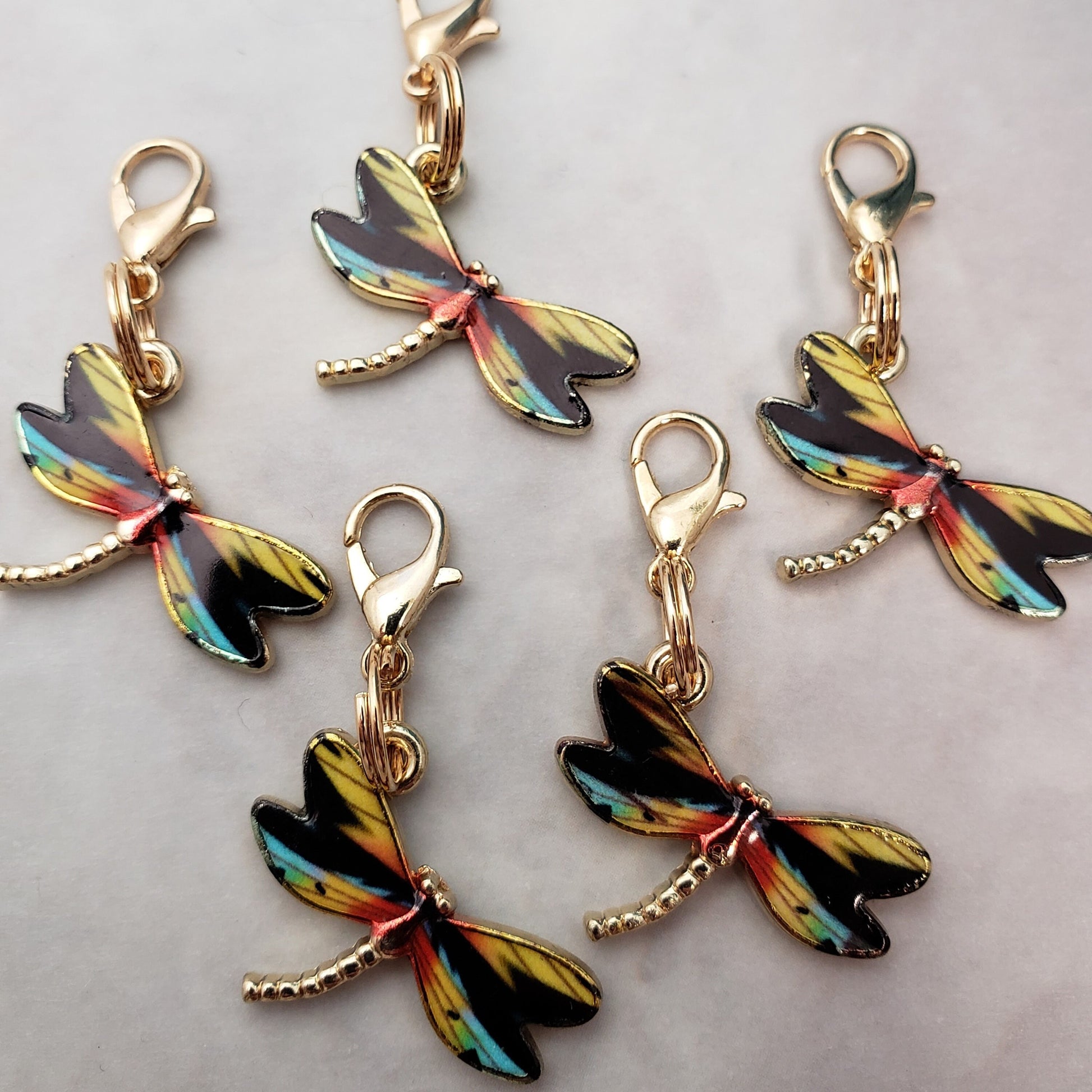 Stitch Markers for Knitting, 5pc Dragonflies | Crochet stitch marker, progress keeper, project bag charms, crochet accessory