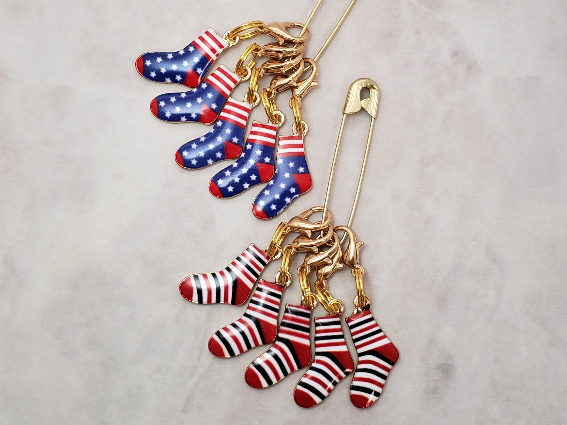 Sock Stitch Markers for Knitting 5pc | Crochet stitch marker, progress keeper, project bag charm, crochet accessory, knitting marker