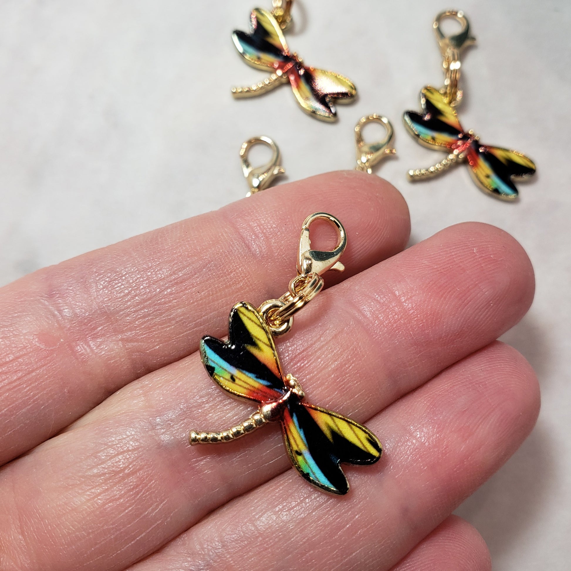 Stitch Markers for Knitting, 5pc Dragonflies | Crochet stitch marker, progress keeper, project bag charms, crochet accessory