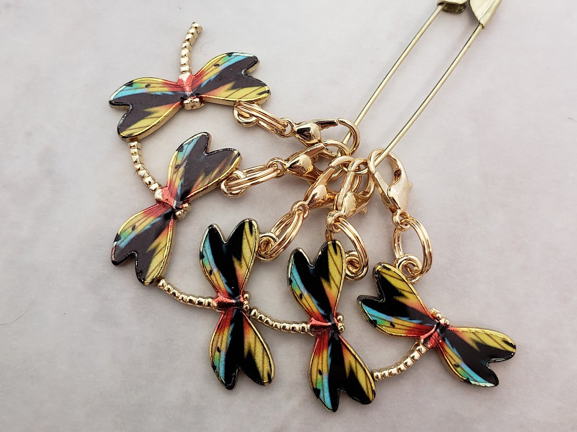 Stitch Markers for Knitting, 5pc Dragonflies | Crochet stitch marker, progress keeper, project bag charms, crochet accessory