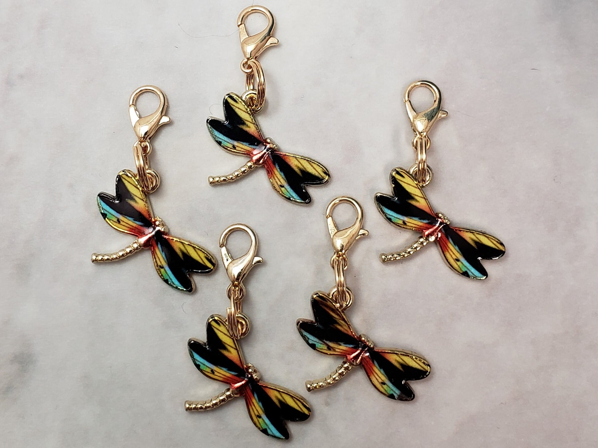 Stitch Markers for Knitting, 5pc Dragonflies | Crochet stitch marker, progress keeper, project bag charms, crochet accessory