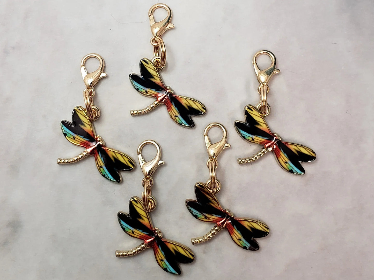 Stitch Markers for Knitting, 5pc Dragonflies | Crochet stitch marker, progress keeper, project bag charms, crochet accessory