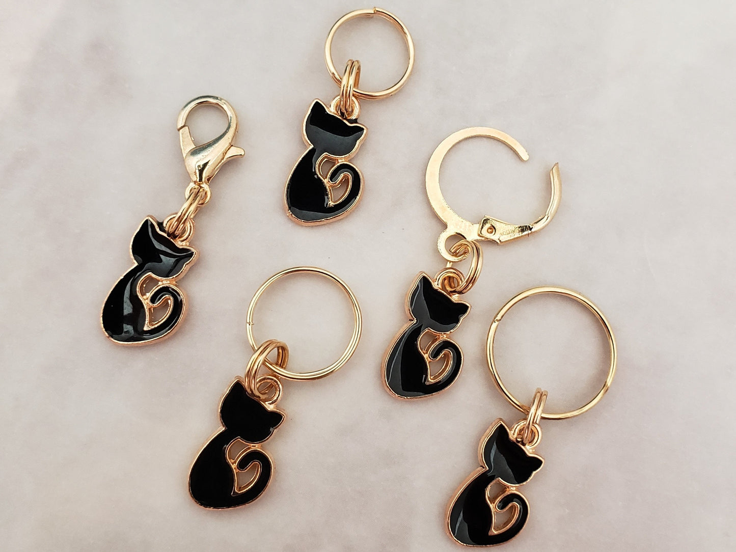 Tiny Black Cat Stitch Markers for knitting 5pc | Crochet stitch marker, progress keeper, crochet accessory, knitting marker