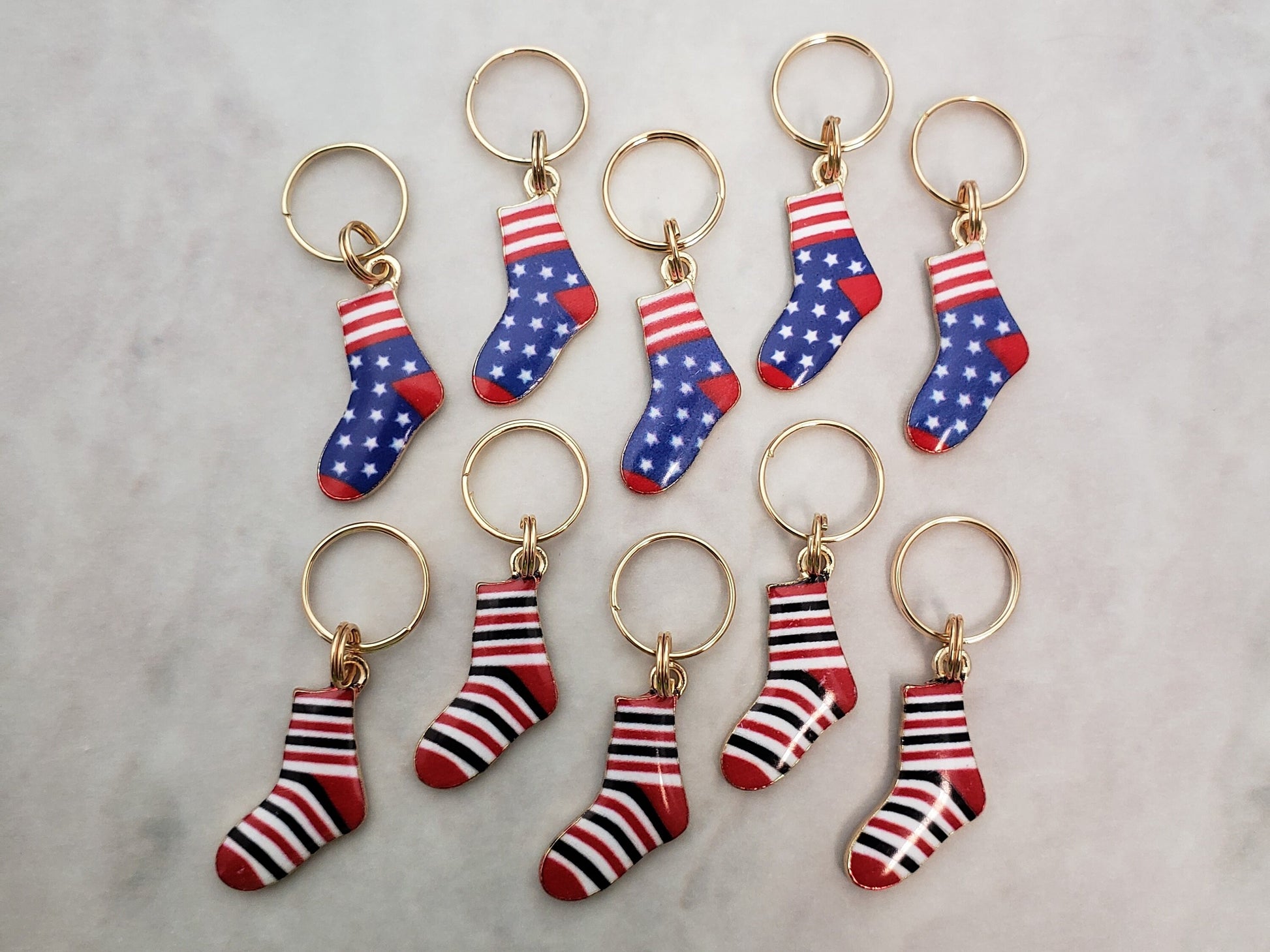 Sock Stitch Markers for Knitting 5pc | Crochet stitch marker, progress keeper, project bag charm, crochet accessory, knitting marker