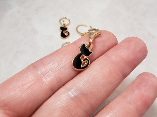 Tiny Black Cat Stitch Markers for knitting 5pc | Crochet stitch marker, progress keeper, crochet accessory, knitting marker