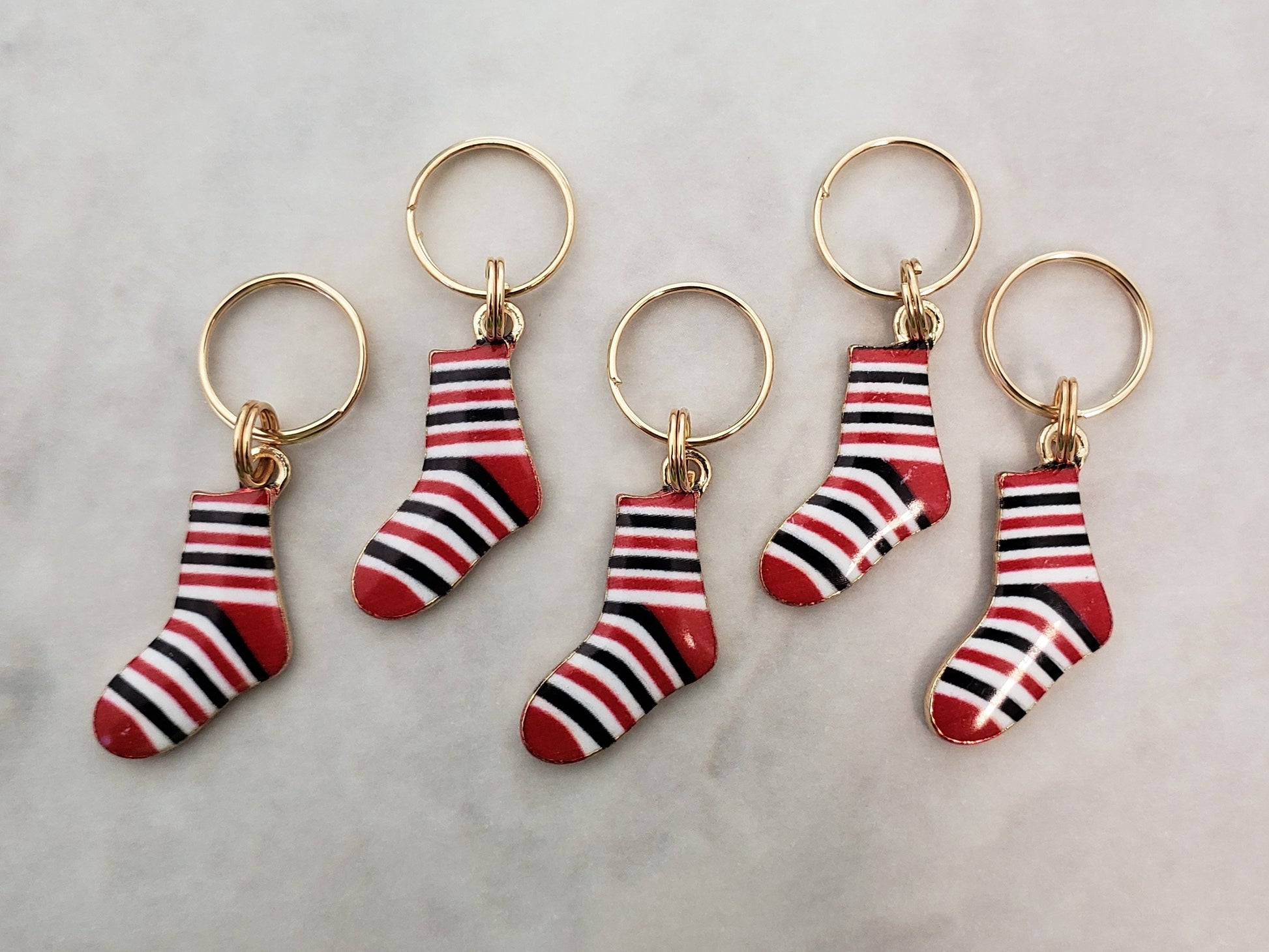 Sock Stitch Markers for Knitting 5pc | Crochet stitch marker, progress keeper, project bag charm, crochet accessory, knitting marker