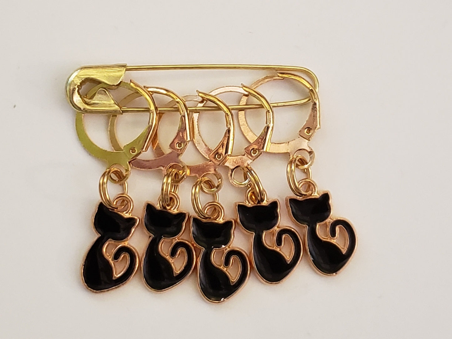 Tiny Black Cat Stitch Markers for knitting 5pc | Crochet stitch marker, progress keeper, crochet accessory, knitting marker