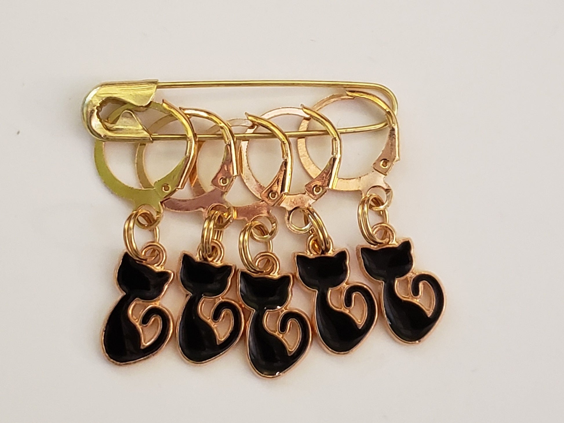 Tiny Black Cat Stitch Markers for knitting 5pc | Crochet stitch marker, progress keeper, crochet accessory, knitting marker
