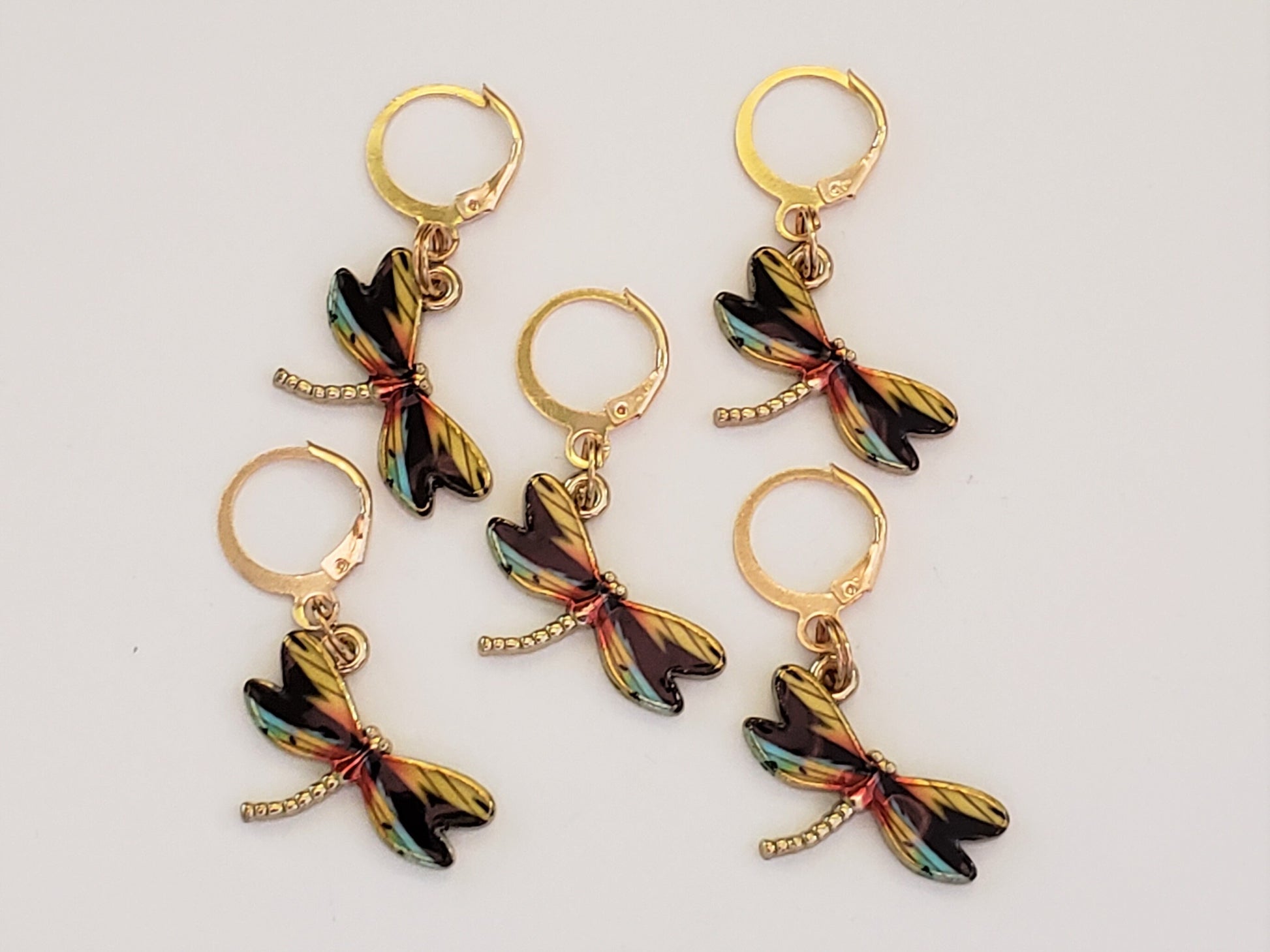 Stitch Markers for Knitting, 5pc Dragonflies | Crochet stitch marker, progress keeper, project bag charms, crochet accessory