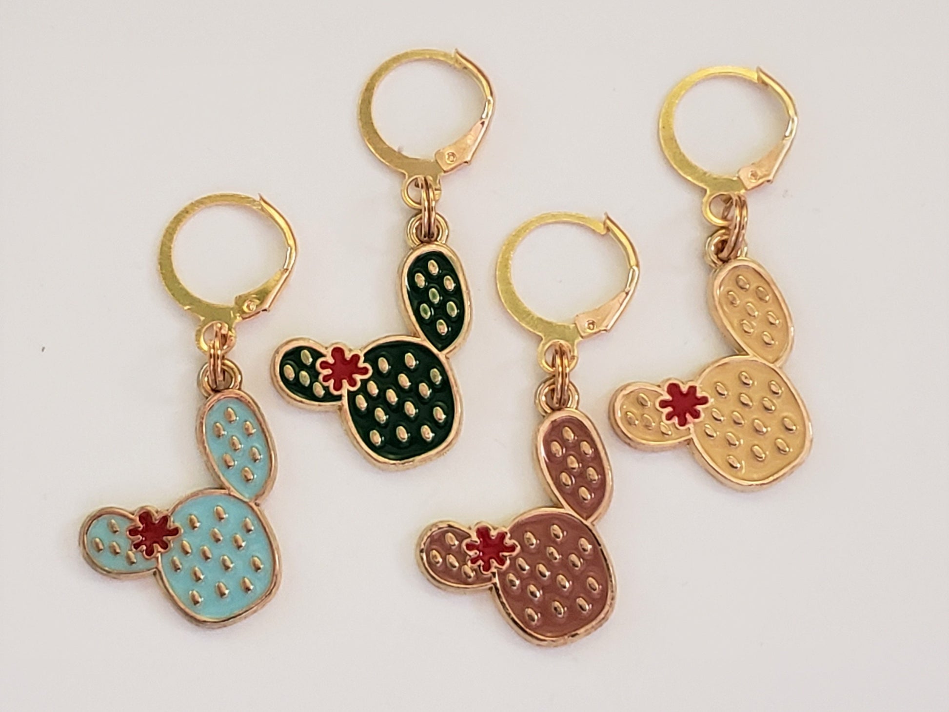 Cactus Stitch Markers for Knitting, 4pc mixed set | Crochet stitch marker, progress keeper, project bag charms, crochet accessories