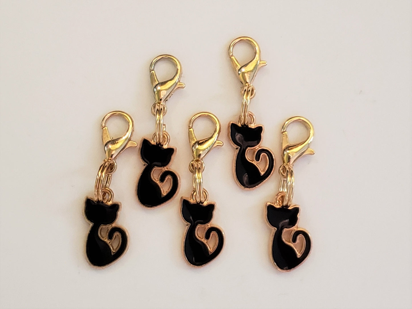 Tiny Black Cat Stitch Markers for knitting 5pc | Crochet stitch marker, progress keeper, crochet accessory, knitting marker