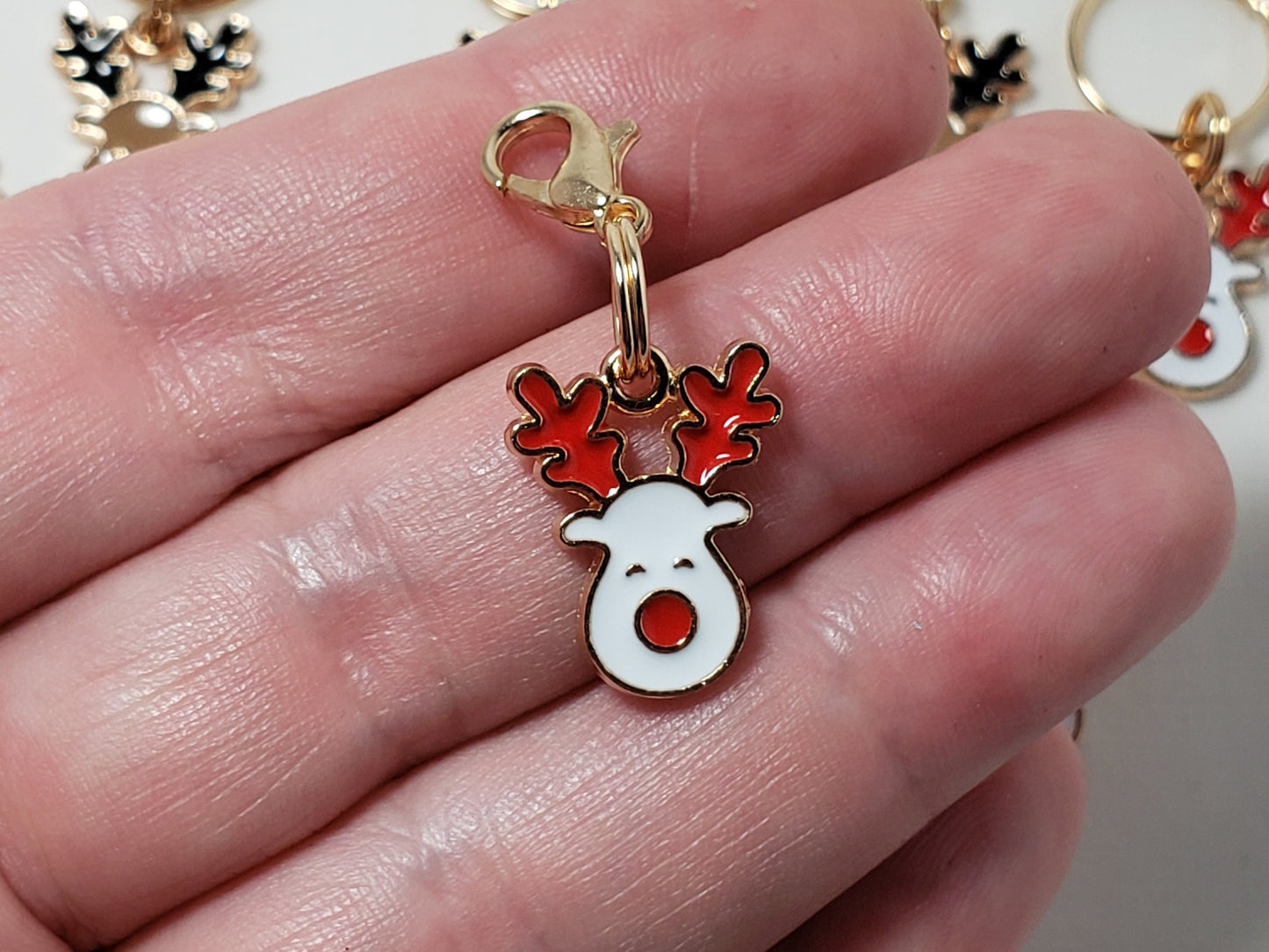 Stitch Markers for Knitting, 5pc Holiday Reindeer | Crochet stitch marker, progress keeper, project bag charms, crochet accessories