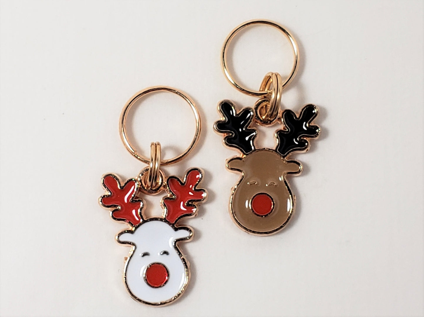 Stitch Markers for Knitting, 5pc Holiday Reindeer | Crochet stitch marker, progress keeper, project bag charms, crochet accessories