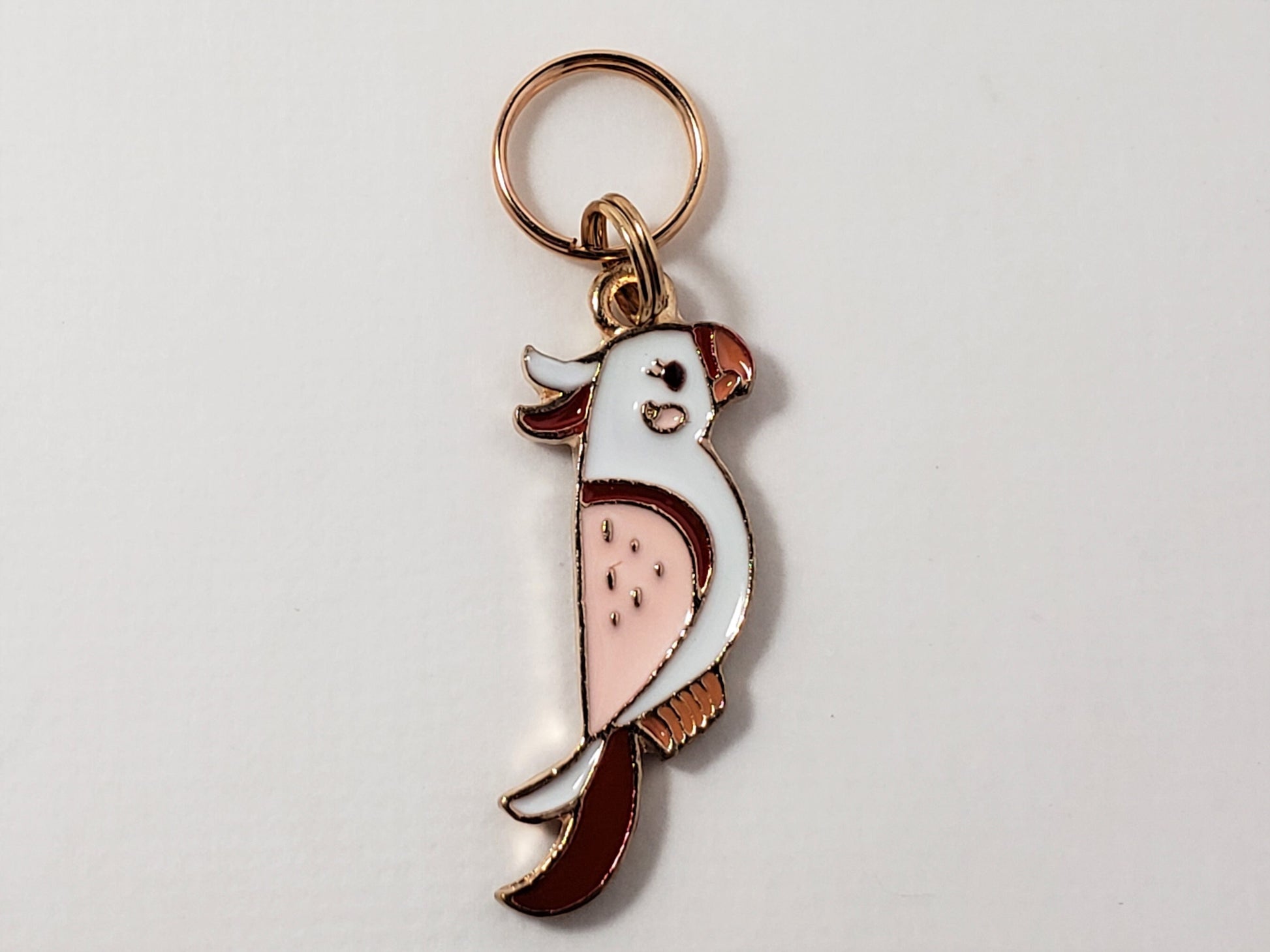 Stitch Markers for Knitting, 5pc Pink Cockatiel Parrots | Crochet stitch marker, progress keeper, project bag charms, crochet accessories