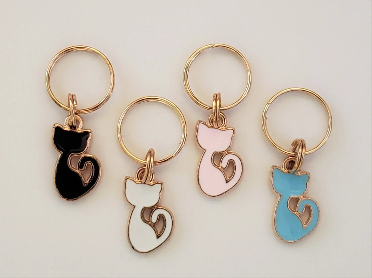 Tiny Cat Stitch Markers for knitting, 4pc rainbow color | Crochet stitch marker, progress keeper, crochet accessory, knitting marker