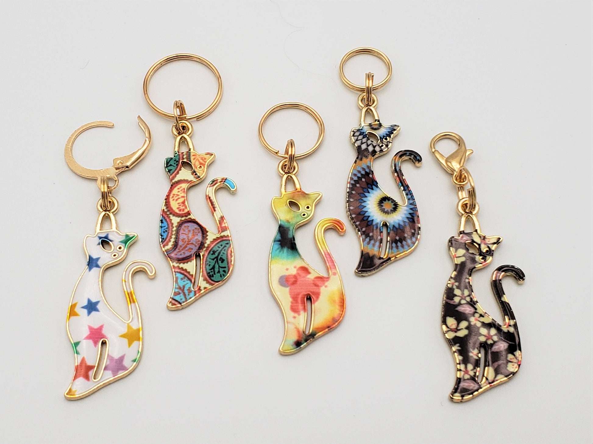 Cat Stitch Markers for knitting 5pc, Fancy Kitties | Crochet stitch marker, progress keeper, crochet accessory, knitting marker