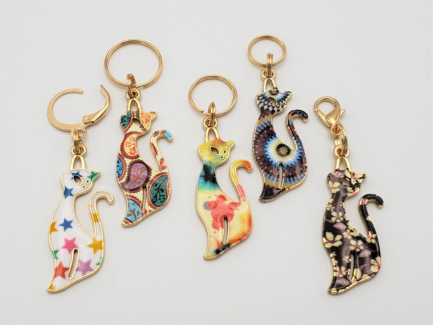 Cat Stitch Markers for knitting 5pc, Fancy Kitties | Crochet stitch marker, progress keeper, crochet accessory, knitting marker
