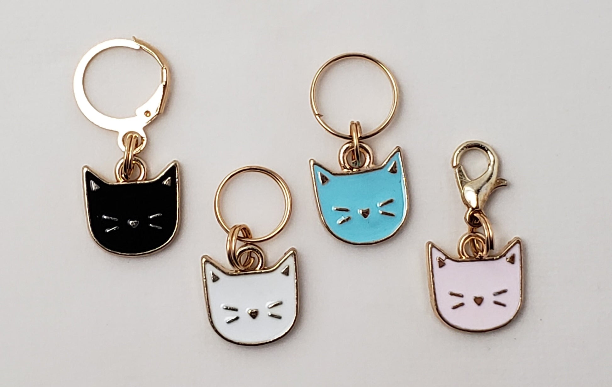 Cat Stitch Markers for Knitting, 4pc medium cats, 4 colors | Crochet stitch marker, progress keeper, project bag charms, crochet accessory
