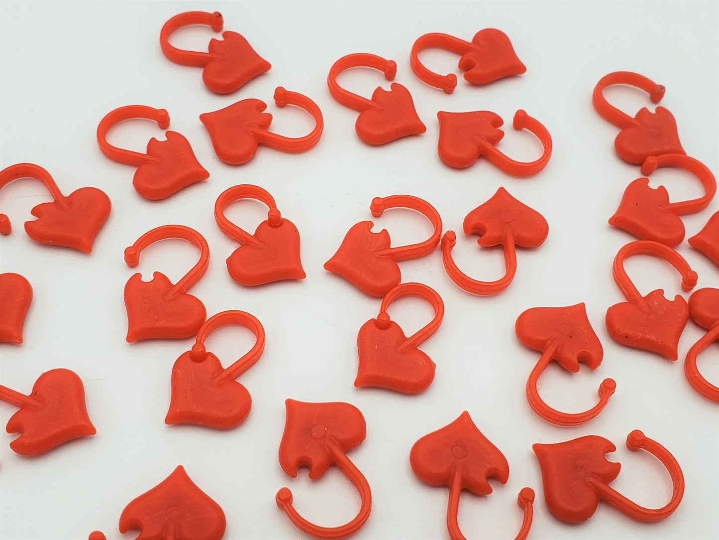 Locking Stitch Markers for Knitting and Crochet, 10pc Plastic Red Socks and/or Hearts | Crochet stitch marker, progress keeper