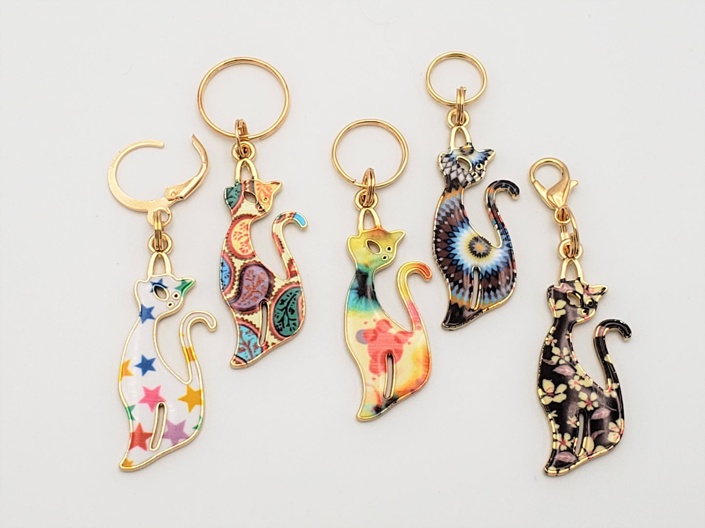 Cat Stitch Markers for knitting 5pc, Fancy Kitties | Crochet stitch marker, progress keeper, crochet accessory, knitting marker