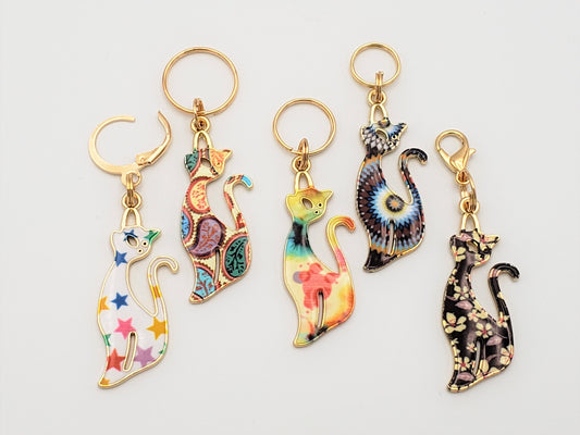 Cat Stitch Markers for knitting 5pc, Fancy Kitties | Crochet stitch marker, progress keeper, crochet accessory, knitting marker