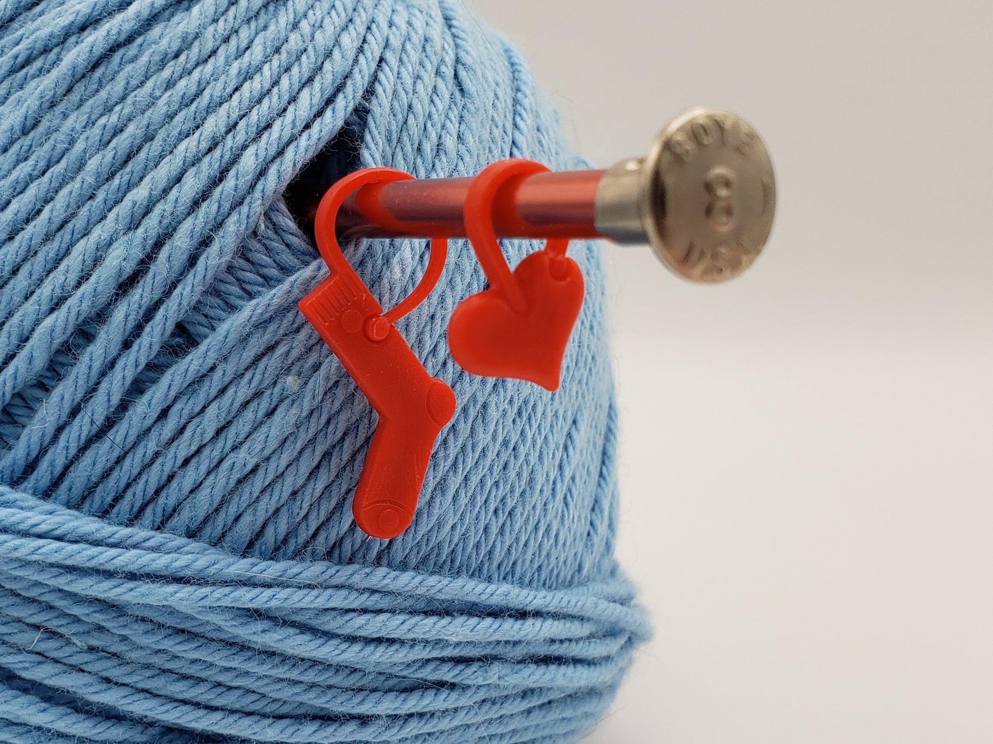 Locking Stitch Markers for Knitting and Crochet, 10pc Plastic Red Socks and/or Hearts | Crochet stitch marker, progress keeper