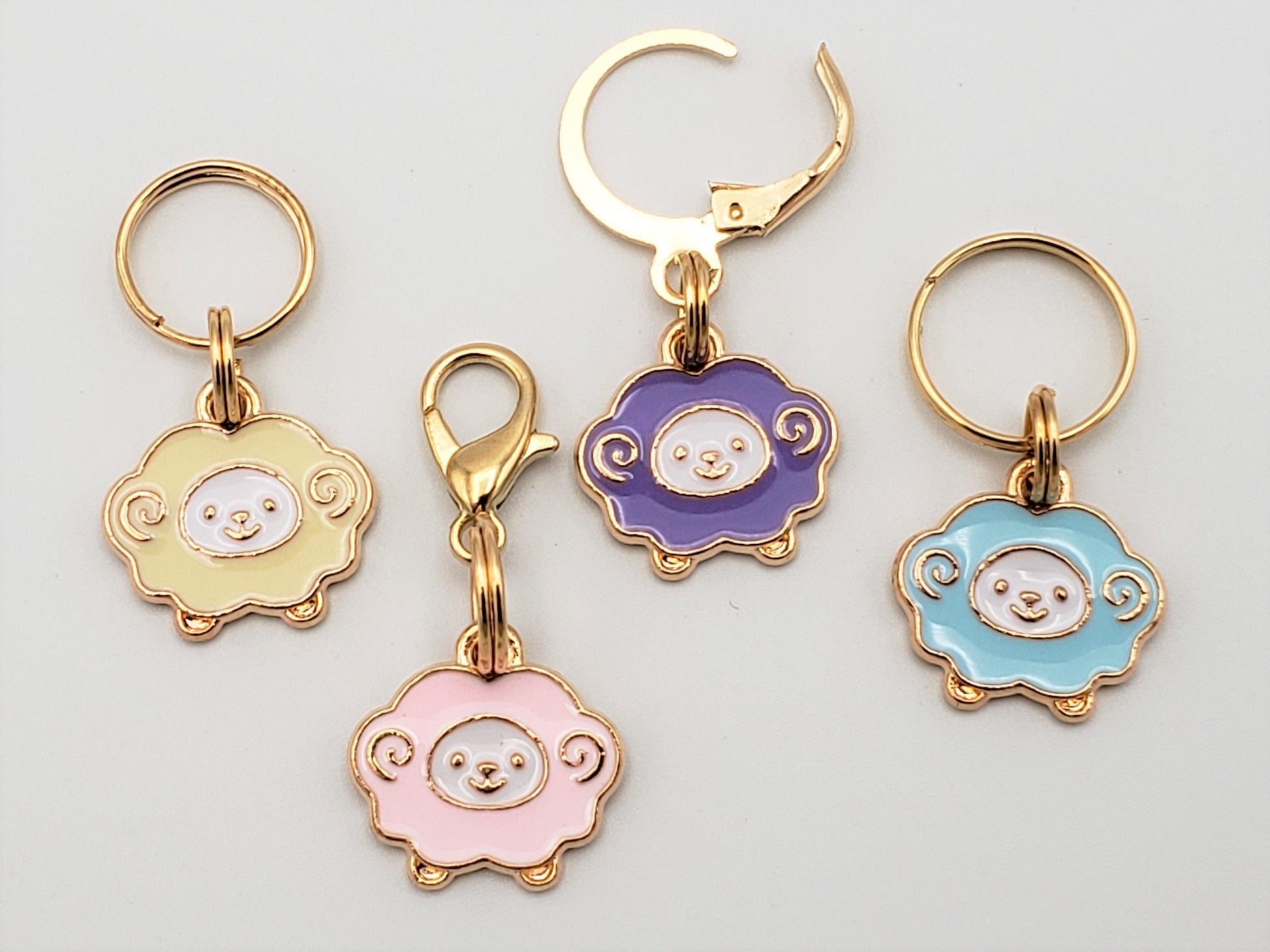 Tiny Sheep Stitch Markers for Knitting 4pc | Crochet stitch marker, progress keeper, project bag charm, crochet accessory, knitting marker