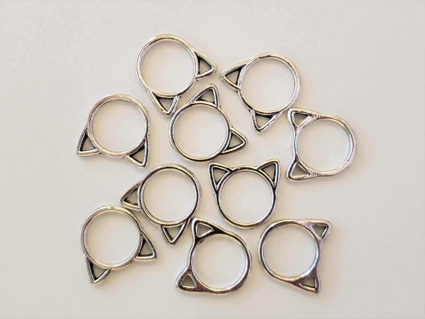 15pc Small or Medium Cat Ring Stitch Markers for Knitting, 9mm or 12mm inner diameter | closed stitch marker, knitting accessories