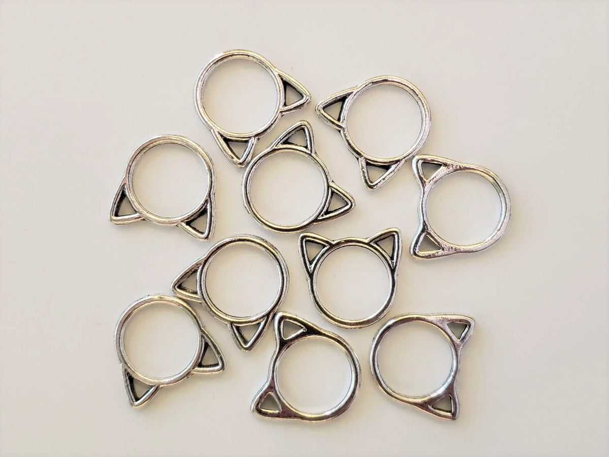 15pc Small or Medium Cat Ring Stitch Markers for Knitting, 9mm or 12mm inner diameter | closed stitch marker, knitting accessories
