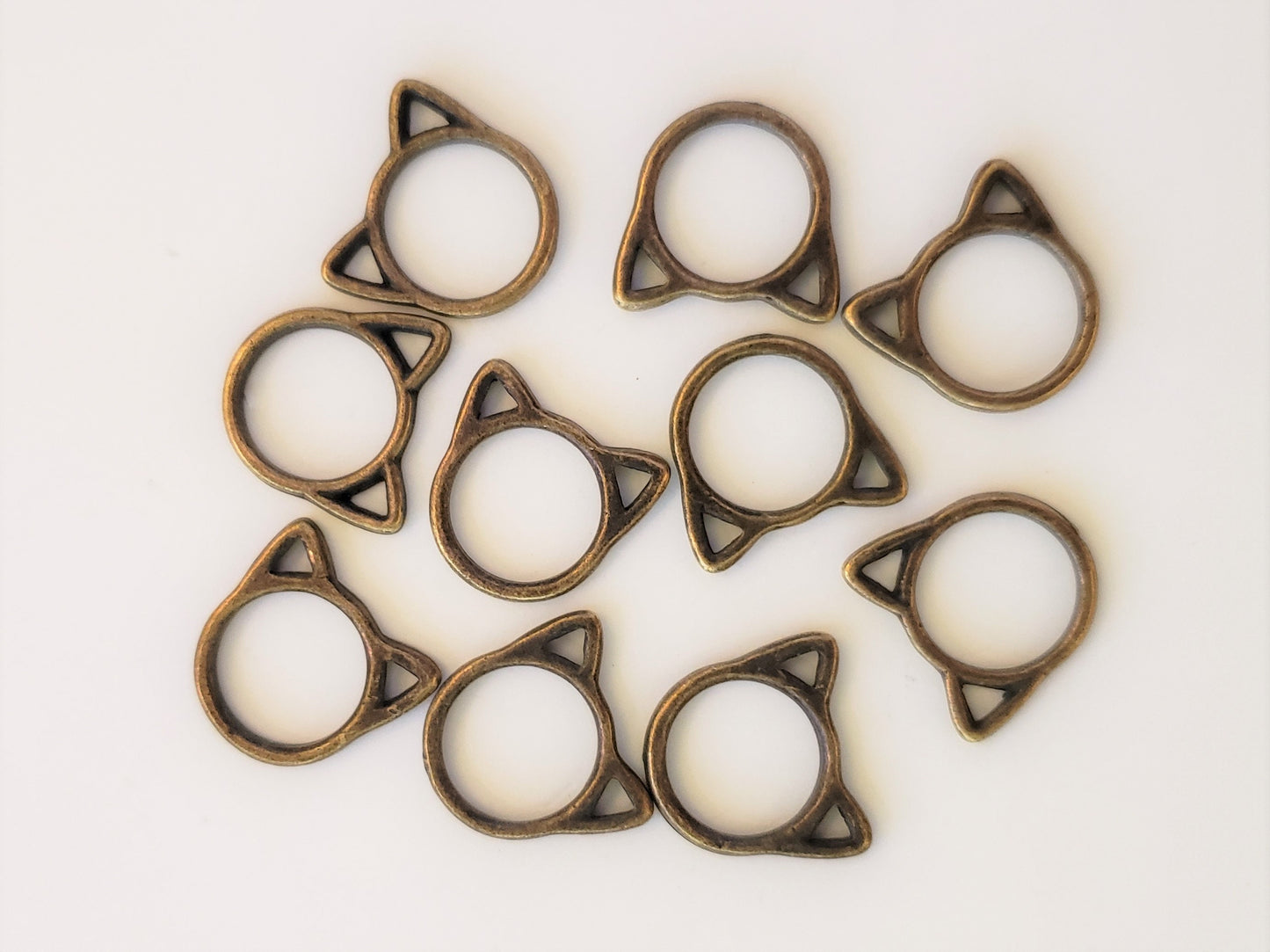 15pc Small or Medium Cat Ring Stitch Markers for Knitting, 9mm or 12mm inner diameter | closed stitch marker, knitting accessories