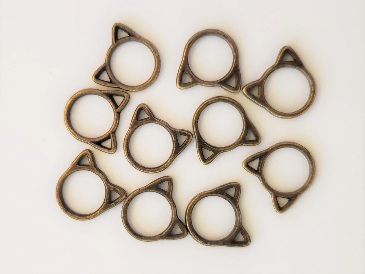 15pc Small or Medium Cat Ring Stitch Markers for Knitting, 9mm or 12mm inner diameter | closed stitch marker, knitting accessories