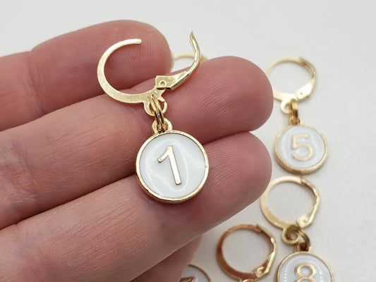 Number Stitch Marker for knitting and crochet, 0-9 Enamel Charms multi-colors | row counter, crochet hook marker, crochet stitch marker