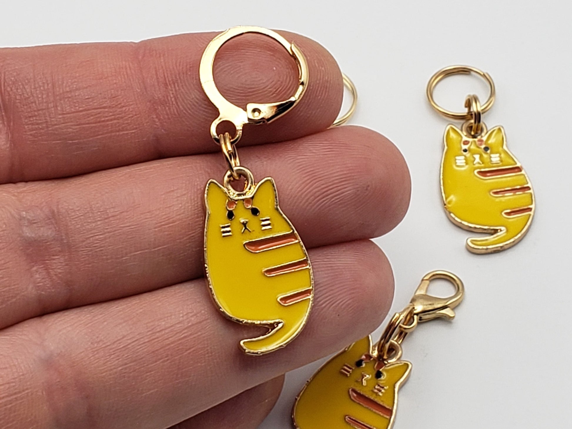 Orange Tabby Cat Stitch Markers for Knitting, 4pc | Crochet stitch marker, progress keeper, project bag charms, crochet accessory