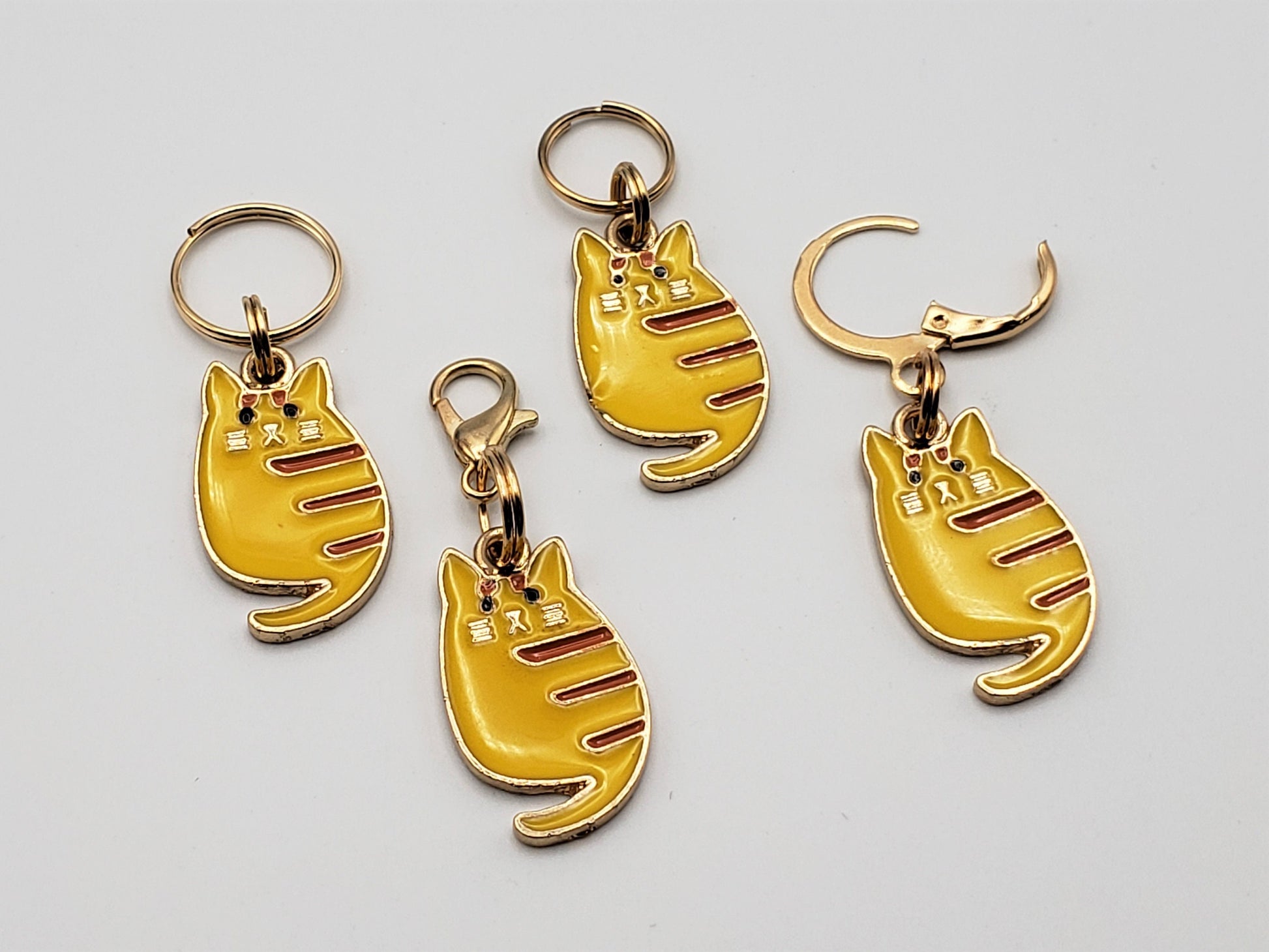 Orange Tabby Cat Stitch Markers for Knitting, 4pc | Crochet stitch marker, progress keeper, project bag charms, crochet accessory