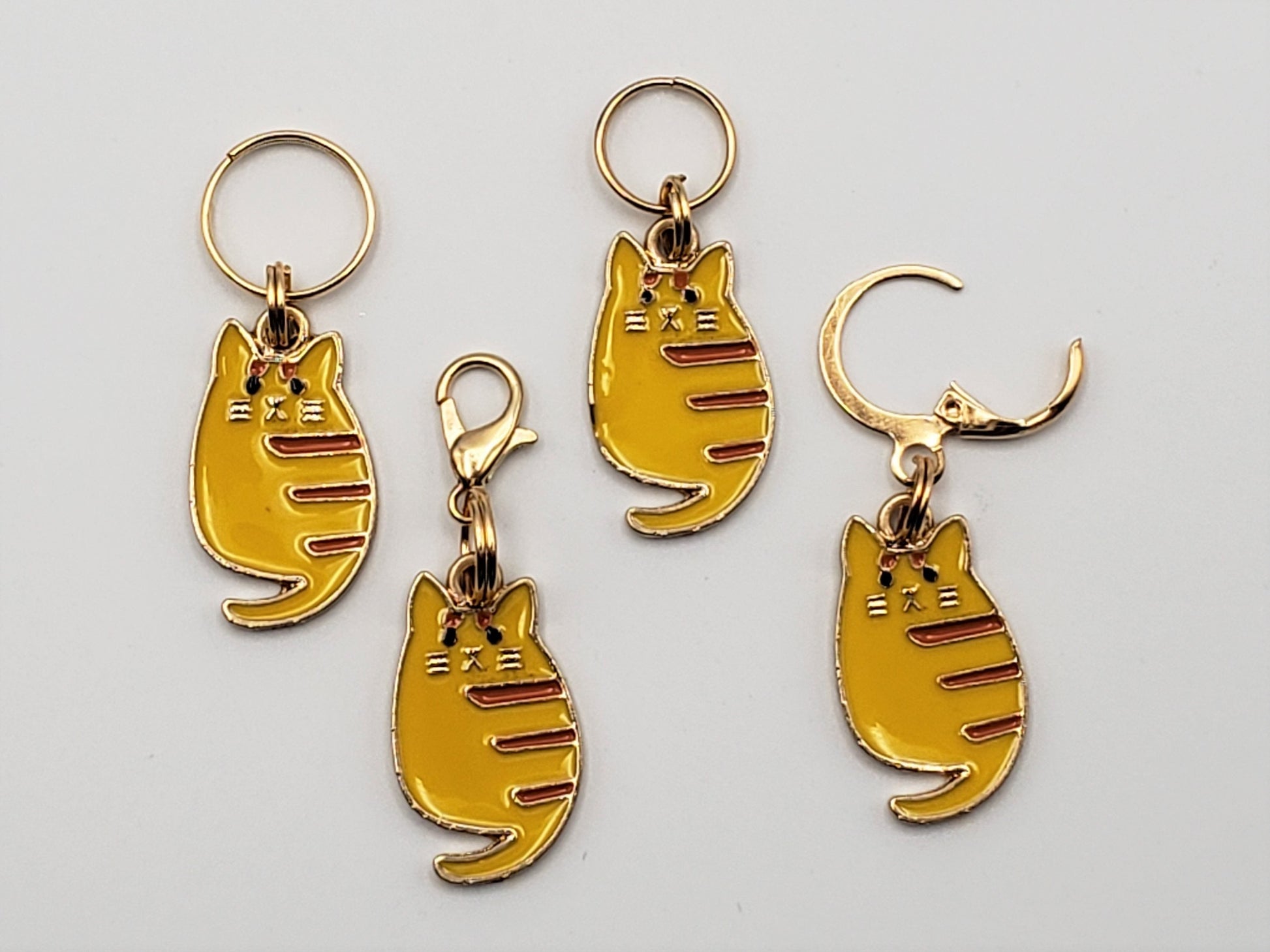 Orange Tabby Cat Stitch Markers for Knitting, 4pc | Crochet stitch marker, progress keeper, project bag charms, crochet accessory
