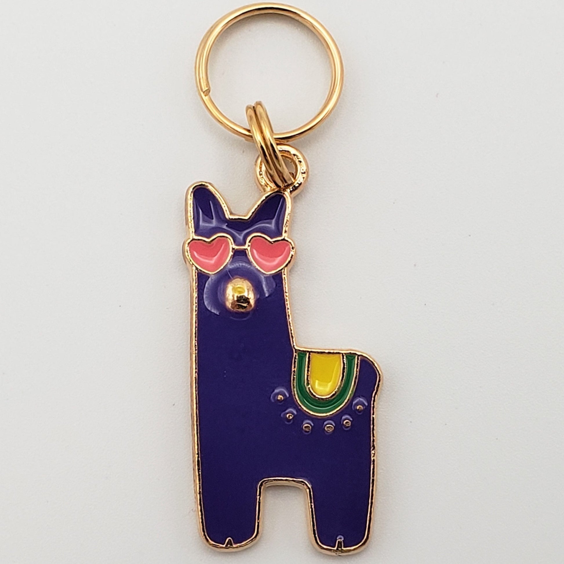 Alpaca Stitch Markers for Knitting, 4pc, White and Purple | Crochet stitch marker, progress keeper, project bag charms, crochet accessories