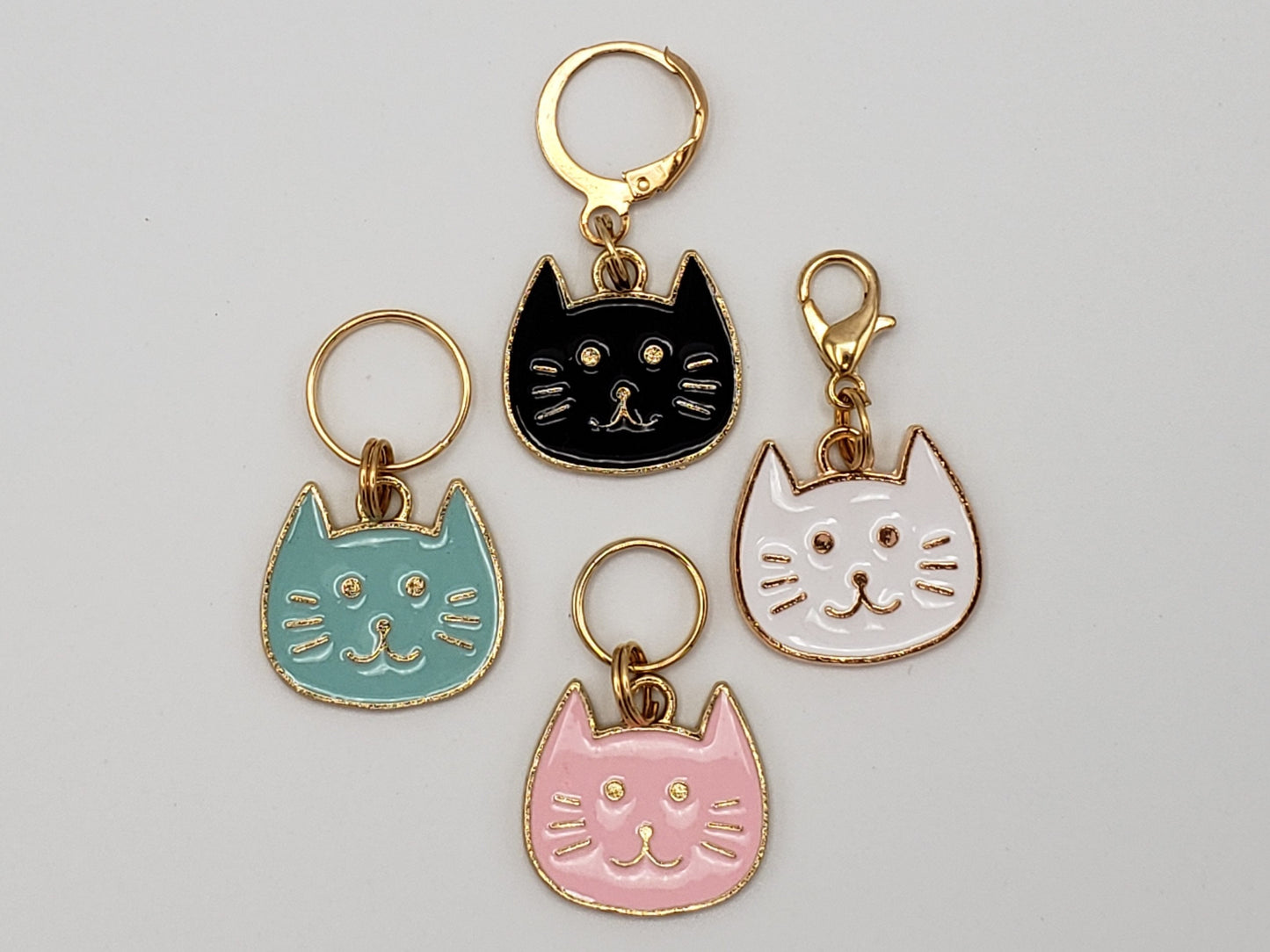 Cat Stitch Markers for Knitting, 4pc Large Cat Heads | Crochet stitch marker, progress keeper, project bag charms, crochet accessory