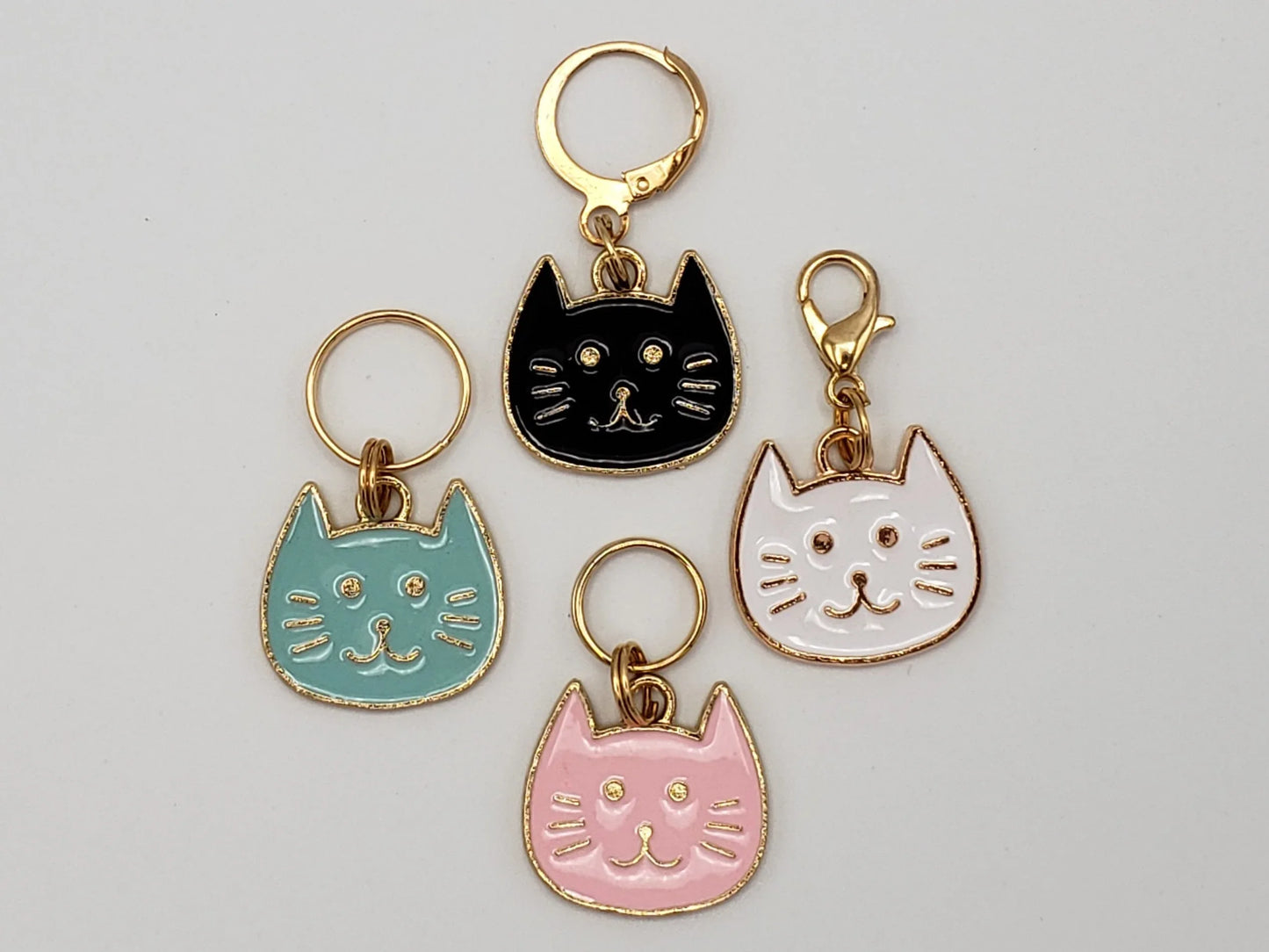 Cat Stitch Markers for Knitting, 4pc Large Cat Heads | Crochet stitch marker, progress keeper, project bag charms, crochet accessory