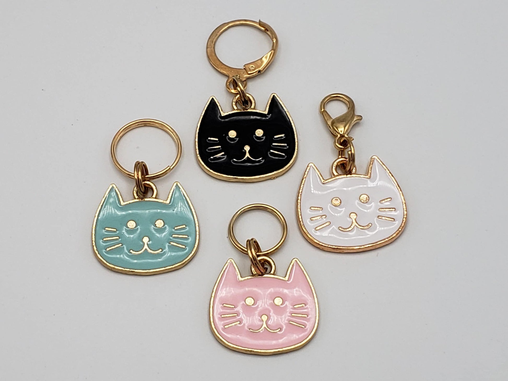 Cat Stitch Markers for Knitting, 4pc Large Cat Heads | Crochet stitch marker, progress keeper, project bag charms, crochet accessory