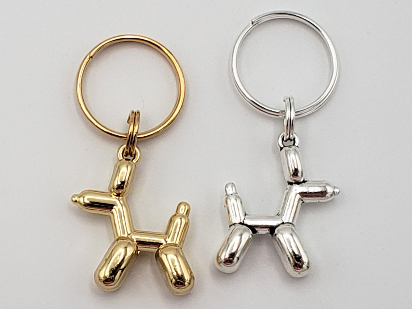 Stitch Markers for Knitting, 4pc 3D Balloon Dog, Gold and Silver charms | Crochet progress keeper, project bag charms, crochet accessories