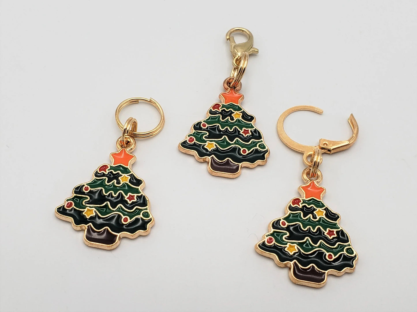 Christmas Tree Stitch Markers for Knitting 3pc | Crochet stitch marker, progress keeper, project bag charm, crochet accessory