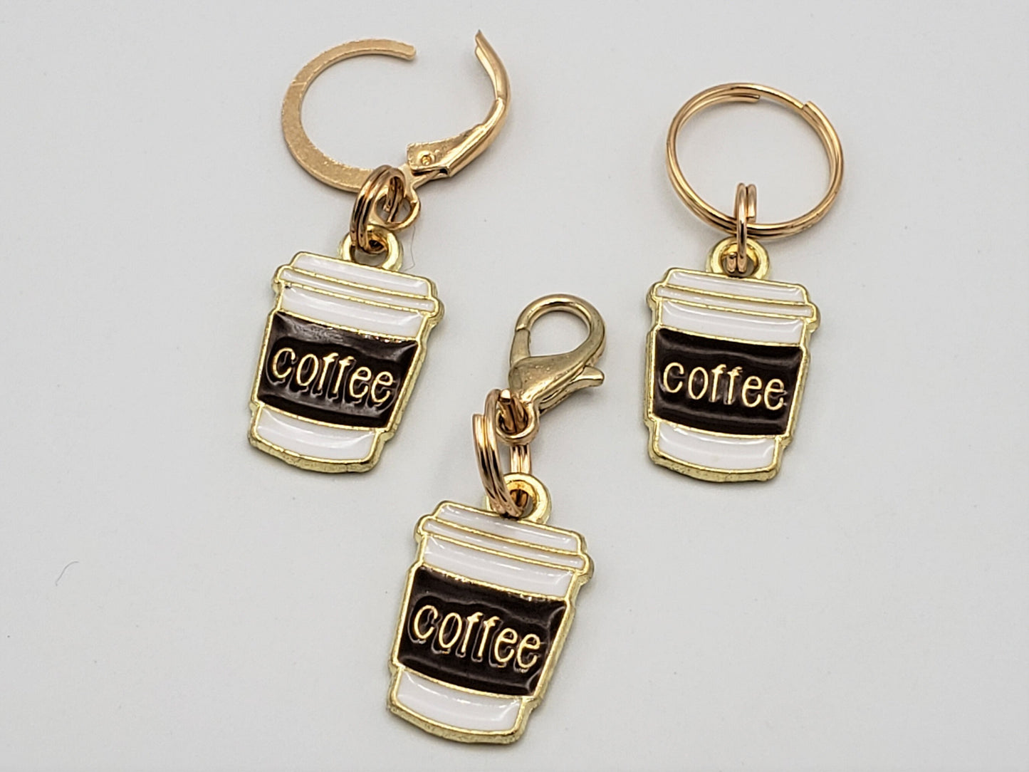 Coffee Cup Stitch Markers for Knitting 3pc | Crochet stitch marker, progress keeper, project bag charm, crochet accessory, knitting marker