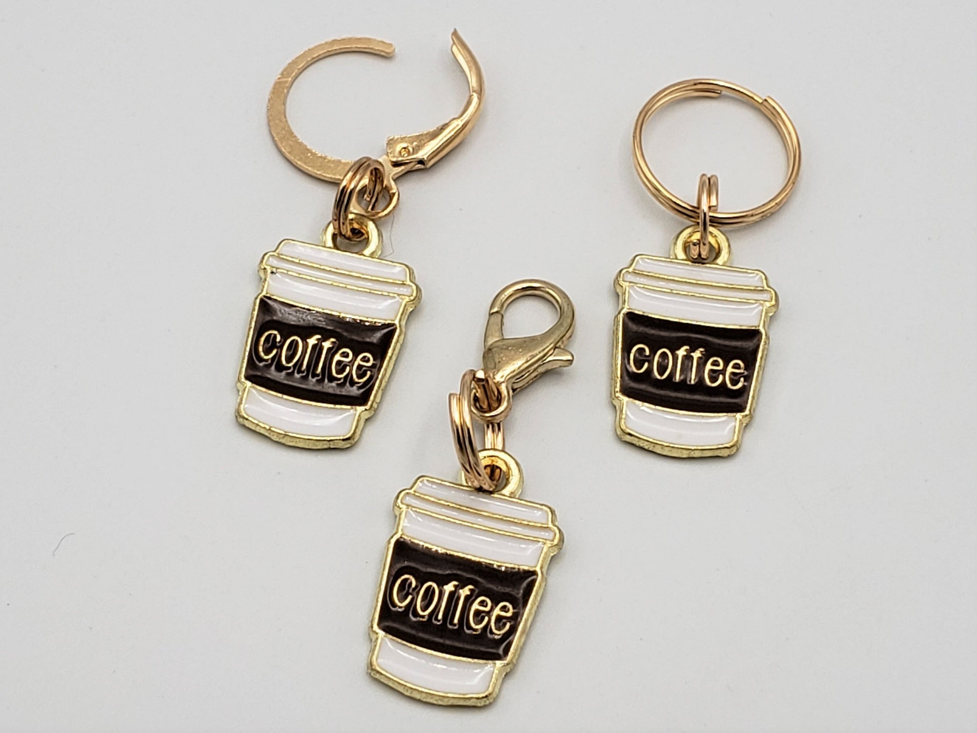 Coffee Cup Stitch Markers for Knitting 3pc | Crochet stitch marker, progress keeper, project bag charm, crochet accessory, knitting marker