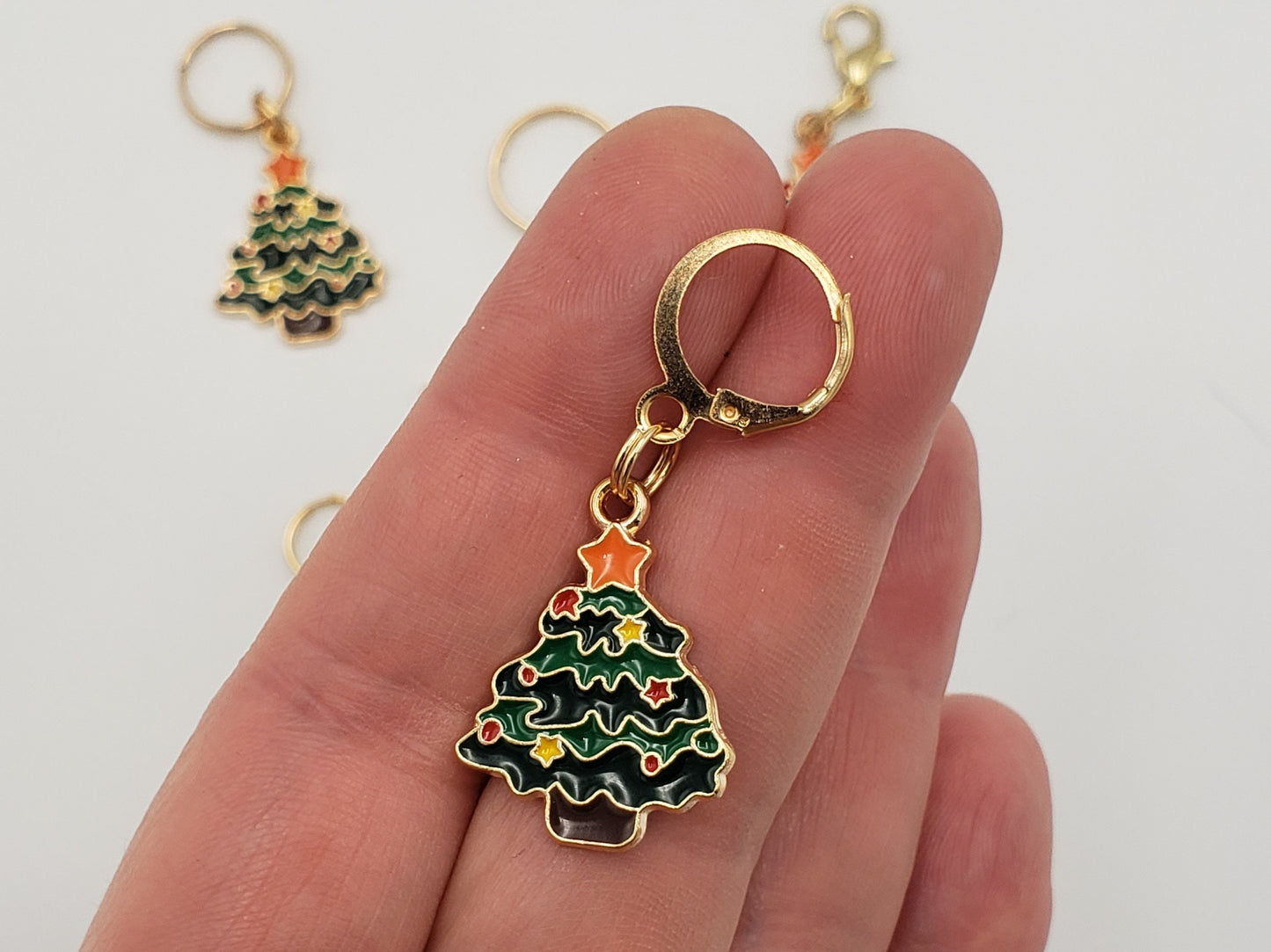 Christmas Tree Stitch Markers for Knitting 3pc | Crochet stitch marker, progress keeper, project bag charm, crochet accessory