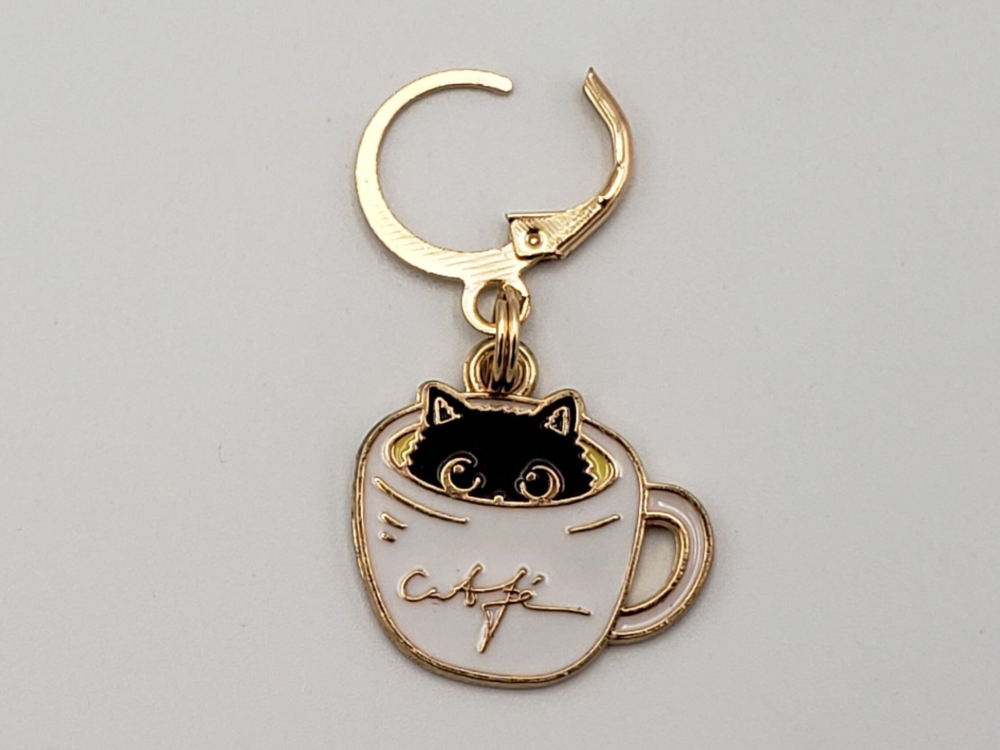 Cat Stitch Markers for Knitting, 3 pc Coffee cups | Crochet stitch marker, progress keeper, project bag charms, crochet accessory