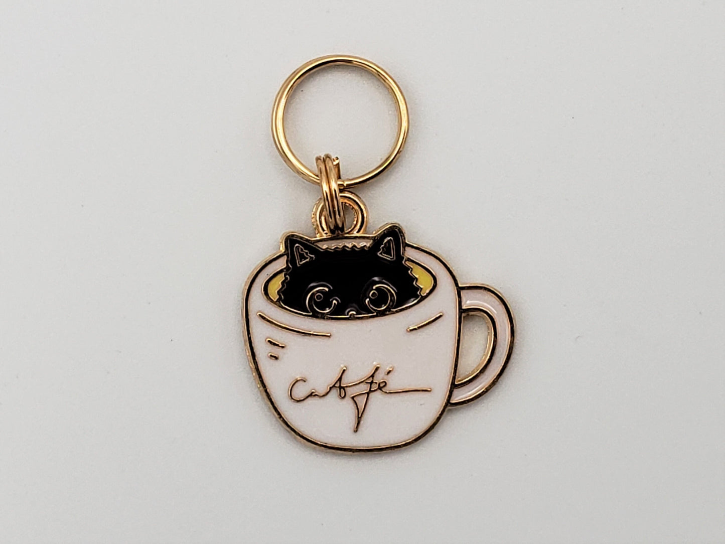 Cat Stitch Markers for Knitting, 3 pc Coffee cups | Crochet stitch marker, progress keeper, project bag charms, crochet accessory