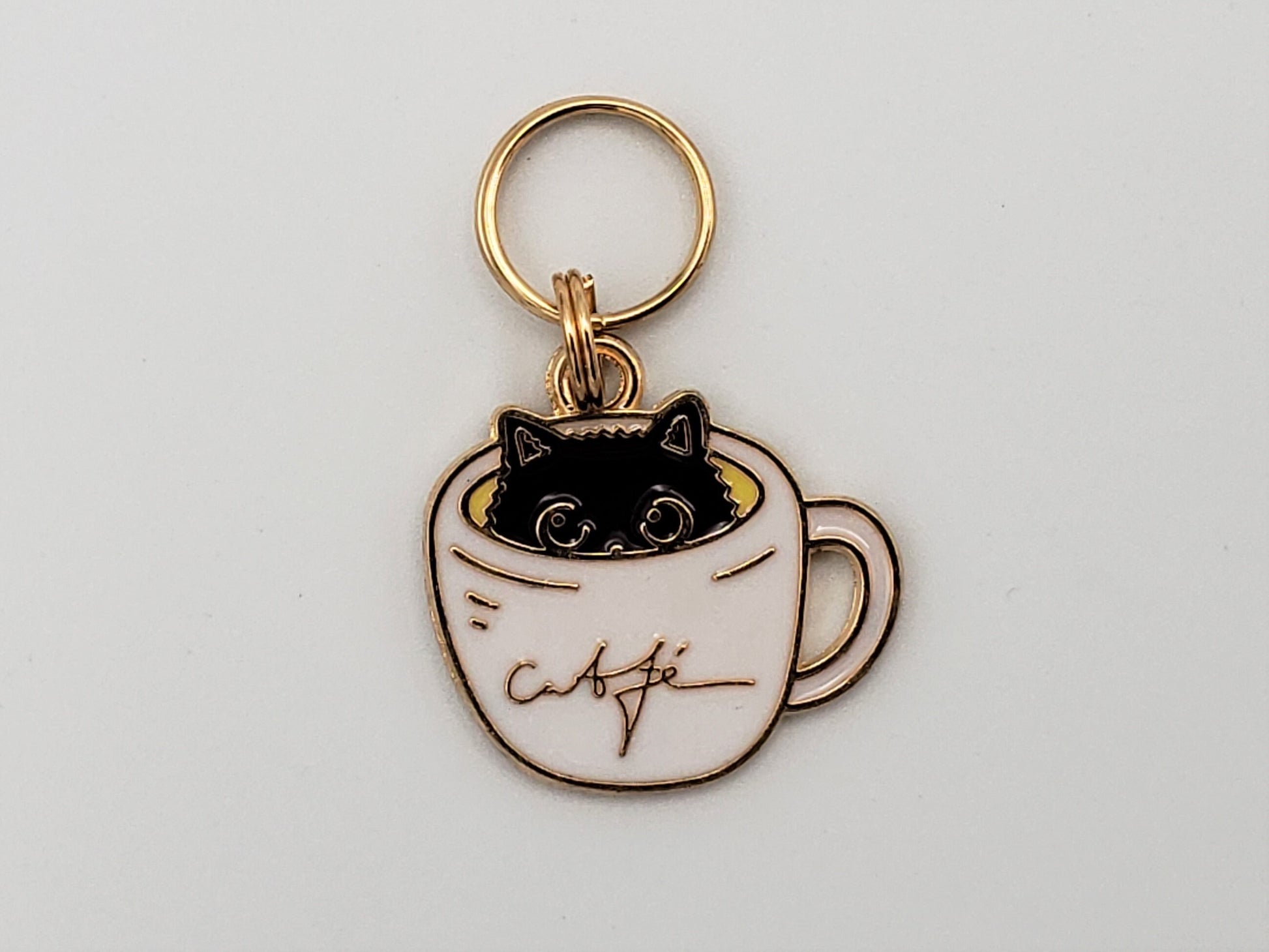 Cat Stitch Markers for Knitting, 3 pc Coffee cups | Crochet stitch marker, progress keeper, project bag charms, crochet accessory