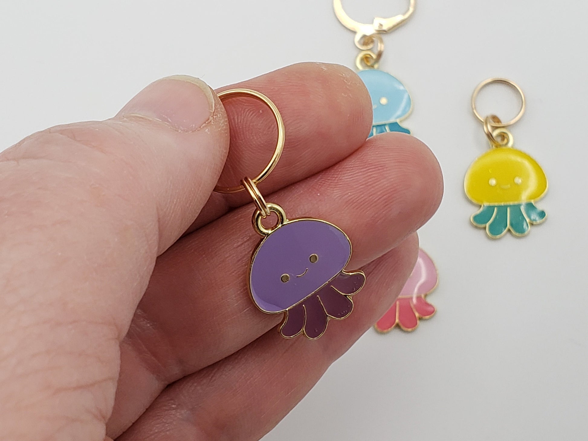 Jellyfish Stitch Markers for Knitting, 4pc | Crochet stitch marker, progress keeper, project bag charms, crochet accessory