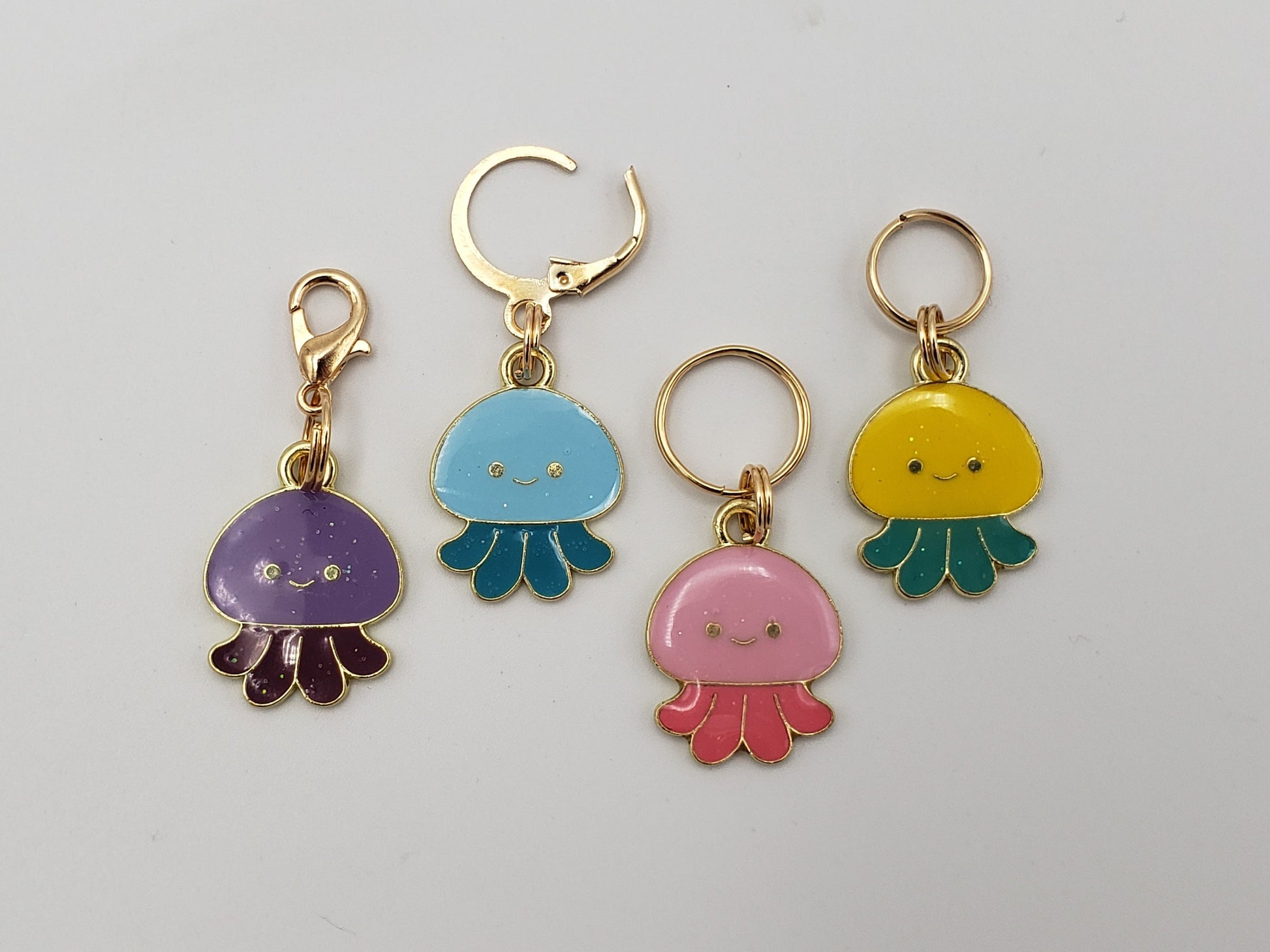 Jellyfish Stitch Markers for Knitting, 4pc | Crochet stitch marker, progress keeper, project bag charms, crochet accessory